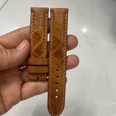 20mm/18mm  Padded  Brown  Genuine OSTRICH Leg LEATHER SKIN WATCH STRAP BAND