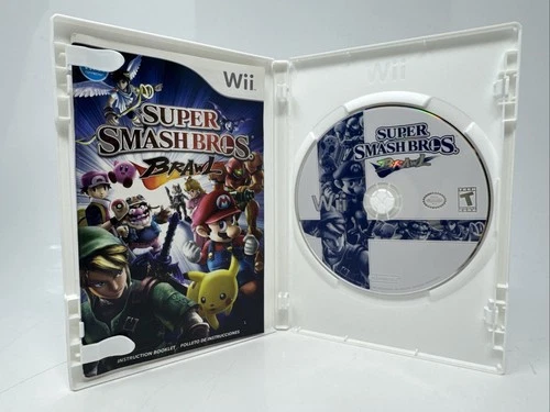 Nintendo Wii Super Smash Bros Brawl Game Disc & Manual Only Resurfaced Tested!