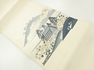 7557380: JAPANESE KIMONO / SPELL RURAL LANDSCAPE PATTERN WEAVING NAGOYA OBI