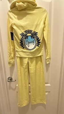 Juicy Couture Velour Tracksuit XS Jacket Pants NWT Citric Anise Yellow Beads Jew