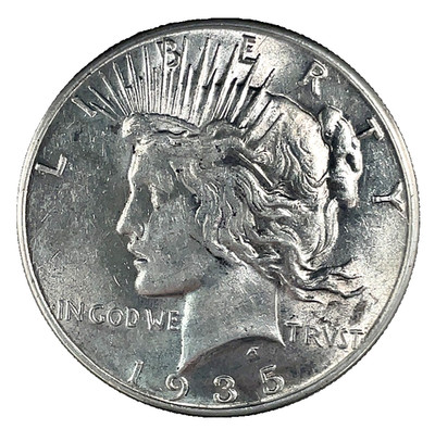 1935 Peace Dollar Uncirculated 90% Silver $1 US Coin # 454