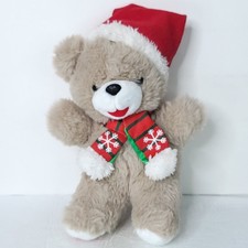 Holiday Time Snowflake Boy Teddy Bear Christmas Plush Red Hat Scarf Toy 12"