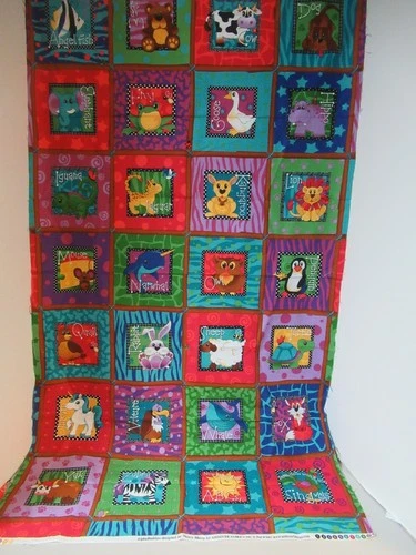 Andover Fabrics Cotton Fabric Panel  ABC`S ANIMALS  Quilt Blocks  VTG RARE   NEW