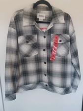 Boston Traders Black And White Plaid Flannel Jacket Button down With Tags. Sz M