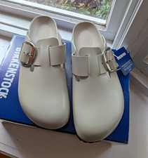 Birkenstock Boston Big Buckle Women's/41 Oyster Beige Leather Clog NWT