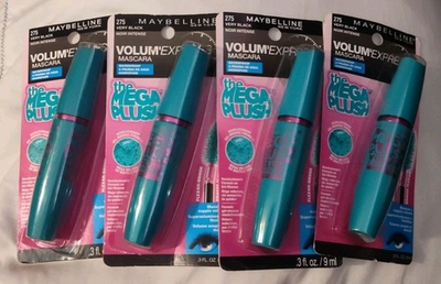#ad 4 PACK Maybelline The Mega Plush Mascara 275 VERY BLACK Waterproof NEW SEALED $24.95