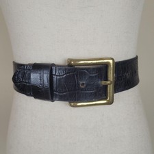 Banana Republic Belt Small Black Italian Leather Croc Embossed Minimalist Italy