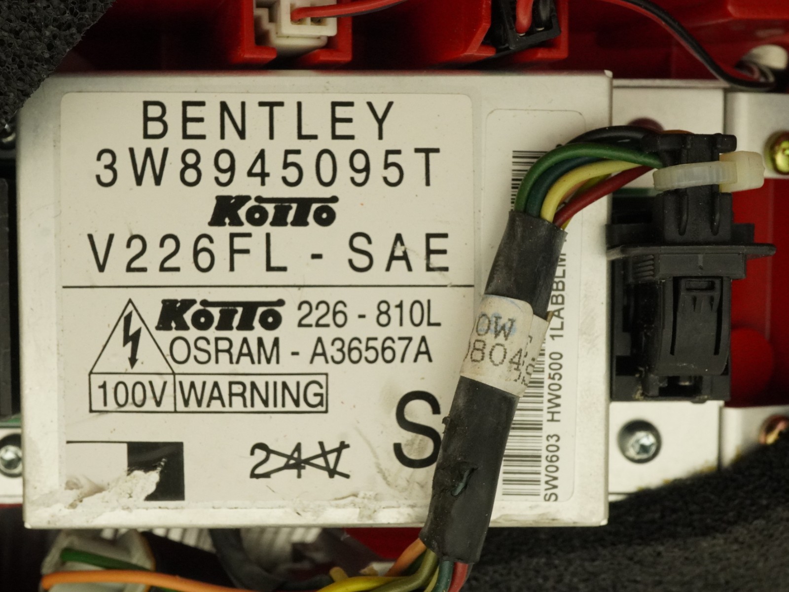 03-09 Bentley Continental GT GTC Taillight Rear Left Driver LH 3W8945095T OEM