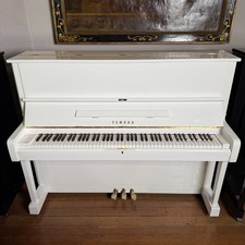 Yamaha U1 Upright Piano White Polyester | VIDEO | Sherwood Phoenix Pianos