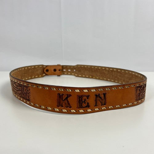 Vintage 70s Tony Lama Miller Stockman KEN Tooled Leather Belt Size 42 Western - Picture 1 of 8