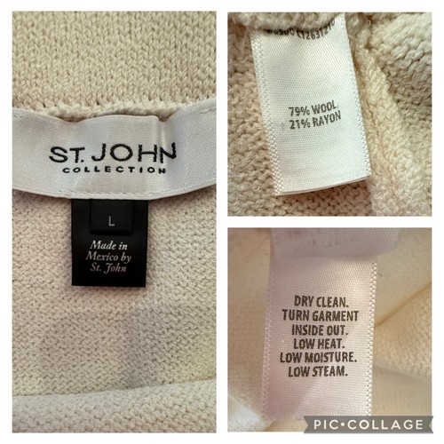 Falda recta lápiz crema marfil liso tejido colección ST. JOHN talla grande - Imagen 5 de 5