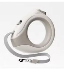 Retractable Dog Leash 3M- Beige Circular Handle With LED Lights Tangle Free