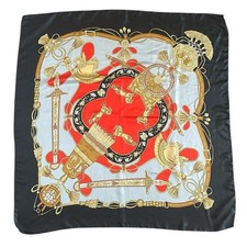 Satin Square Scarf Foulard Equestrian Roman Military -Themed Red Gold Black