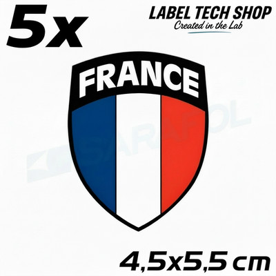 5x France Stickers France Francia Flag Stickers 4.5x5.5cm (040)