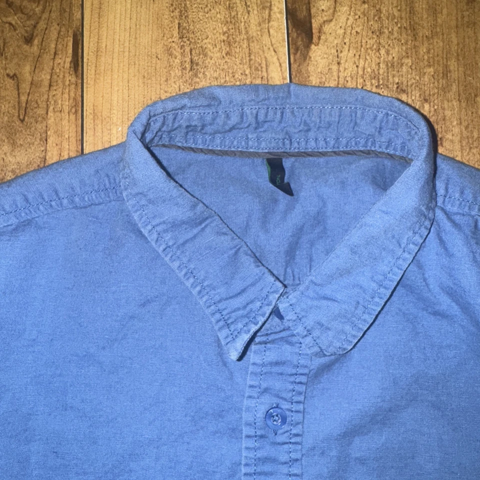 Рубашка с длинным рукавом на пуговицах United Colors of Benetton синяя XL 22x29 повседневная подготовка - Изображение 2 из 4