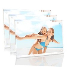 Picture Frames, 3 Pack 6x8 inch Acrylic Picture Frame Clear 6 x 8 6x8 3 PACK 