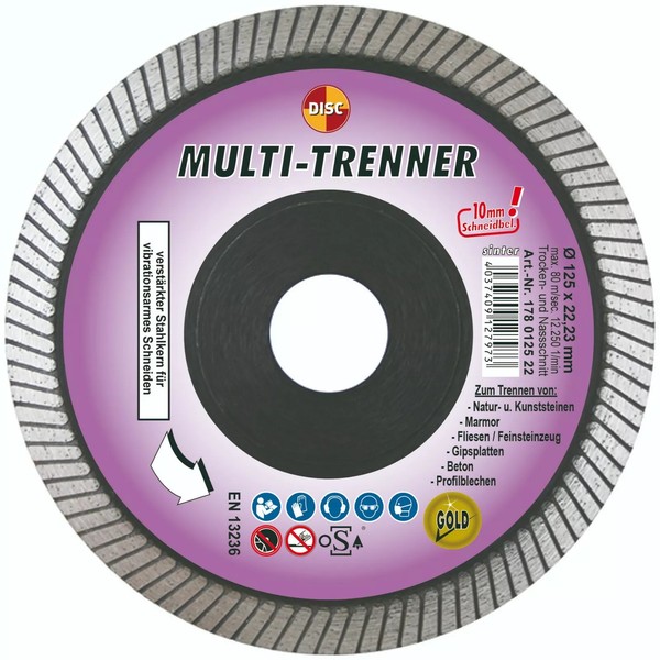 Disc Diamant Trennscheibe 125 X 22,23 Mm Multi Stein Beton Fliesen-image
