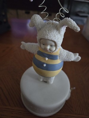 Department 56 Snowbunnies Be My Baby Bunny Bee Revolving Musical Figurine 2001