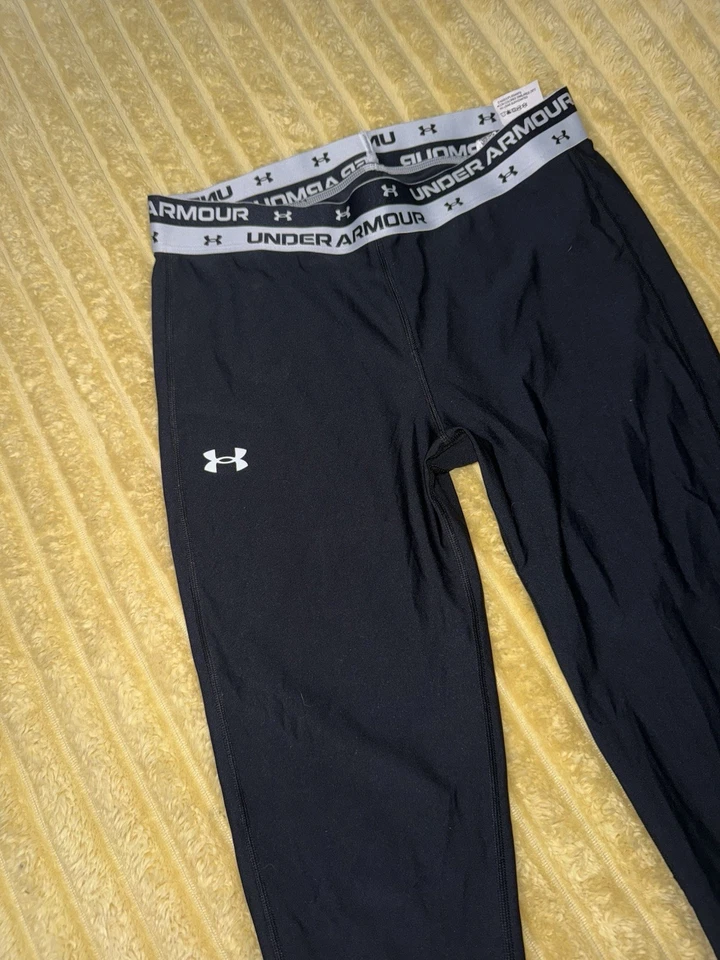 女孩套装 Under Armour 紧身裤压缩黑色青少年 XL 16/18 码 — 第 3/4 张图片