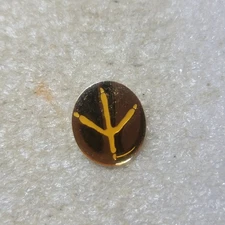 Gold Tone Metal Pinback Button with Unique Y-Shape Symbol Oval