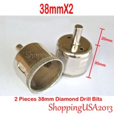 2 pcs 38mm 1.5" Diamond coated drill bit hole saw glass ceramic marble granite