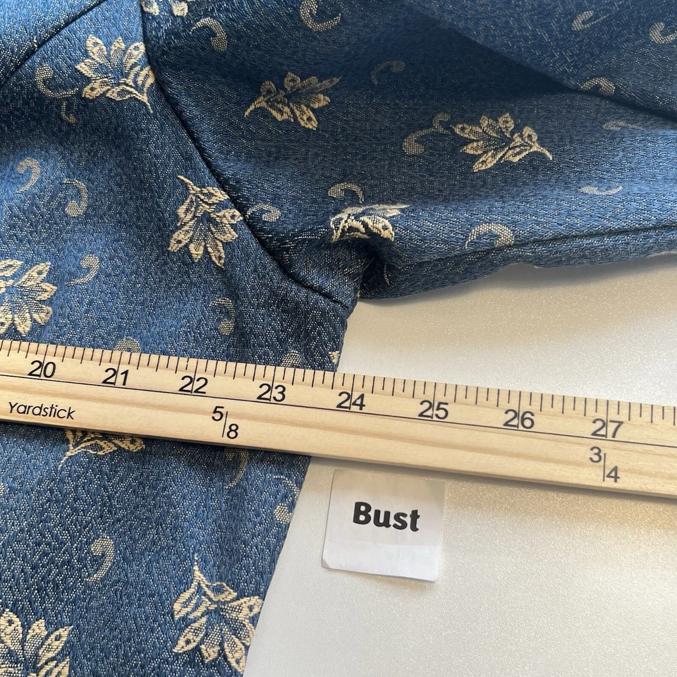 Blazer Ashley Stewart Talla 18 Azul Floral Frente Abierto Secretaria Momcore Informal Foto 4 de 4