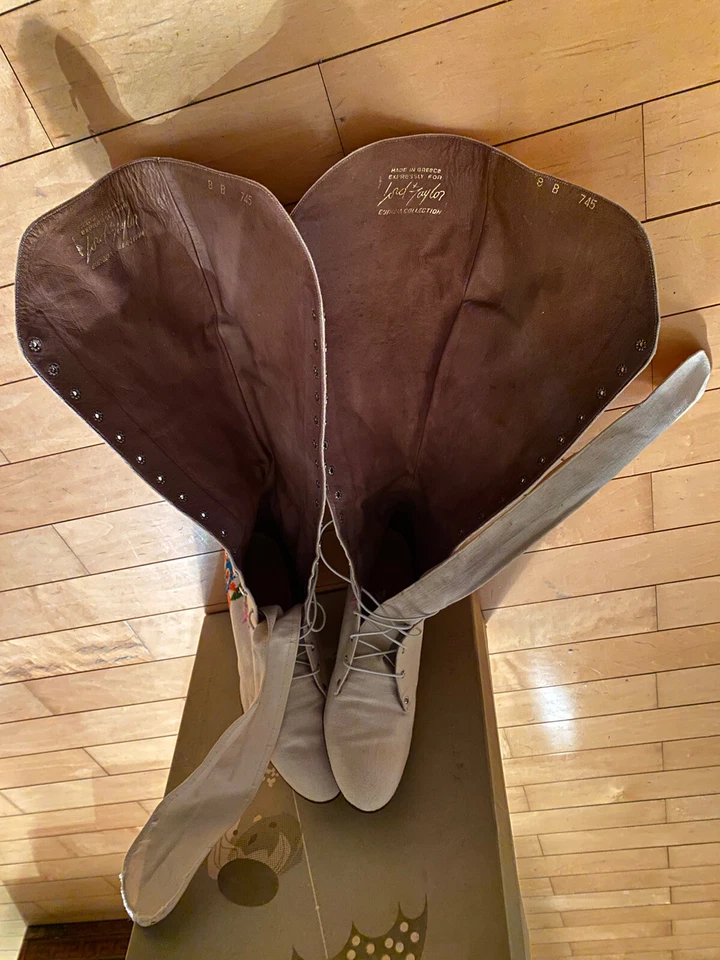 Jerry Edouard Botas Florales con Cuentas y Bordadas En Caja Original '8 RARAS De Colección 1975 Foto 4 de 4