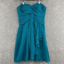David's Bridal Women's Dress Size 6 Blue Formal Gown Strapless Zip Closure