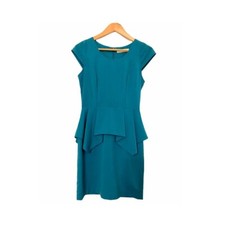 Women's Teal S 2/4 Sexy Teal Business Office Professional Career Peplum Dress