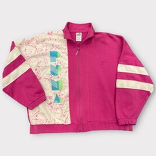 Vintage Puma Track Jacket 90s Full Zip Fleece Top Pink Womens Large Colorblock
