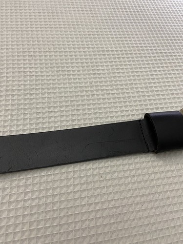 Cintura vintage pelle nera uomo media 30 India euro metallo Italia fibbia argento - Foto 11 di 16