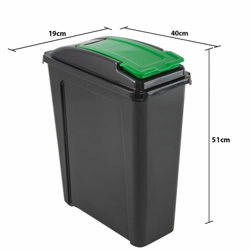 Recycle It 25L Slimline Bin & Lid Recycling Waste Bin Graphite/Yellow - Picture 2 of 2