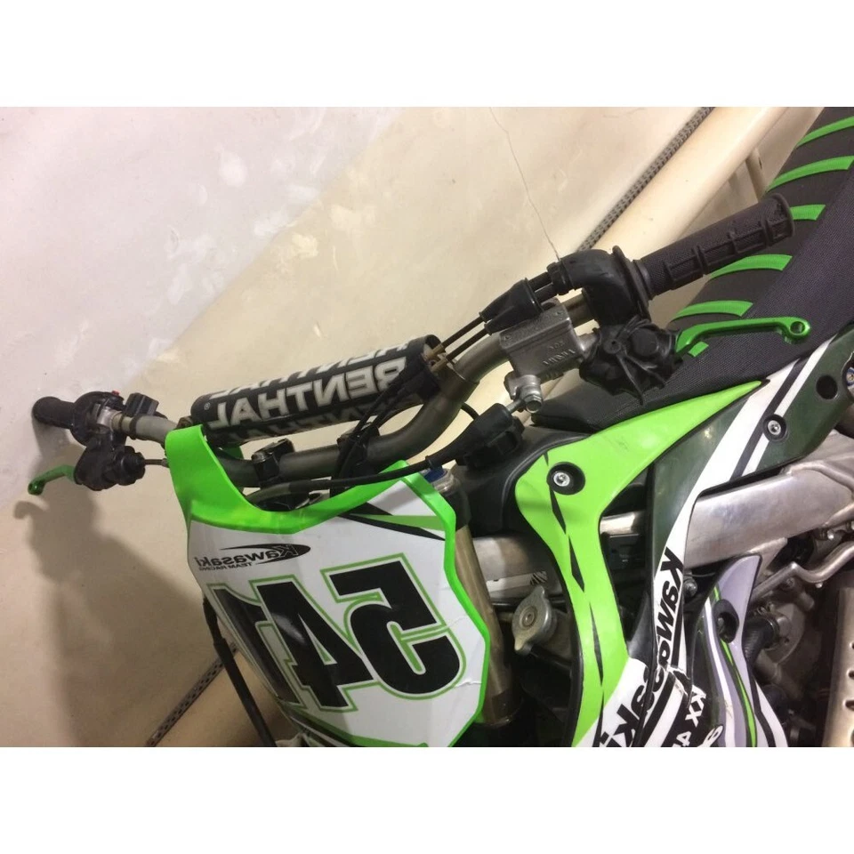 Palancas de control con freno y embrague verde para 06-12 Kawasaki KX250 KX250F KX450F Foto 2 de 4
