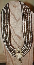 Gorgeous Egyptian Revival Bib Necklace w/ Faceted Beadwork