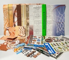 BASKETBALL LOT - 13 PAGES of Stickers 16 Scrapbook Decoration Pages 16 Cut Outs