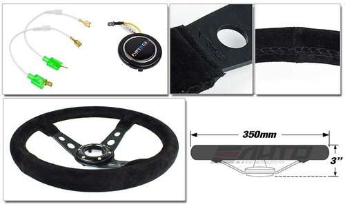 NRG 350mm 3" Deep Steering Wheel Suede Black St 141H Hub Gen2.5 RG Quick Release - Picture 2 of 5