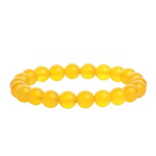 Natural Yellow Jade Gemstone Healing Energy Stretch Beads Stone Bracelet 8mm