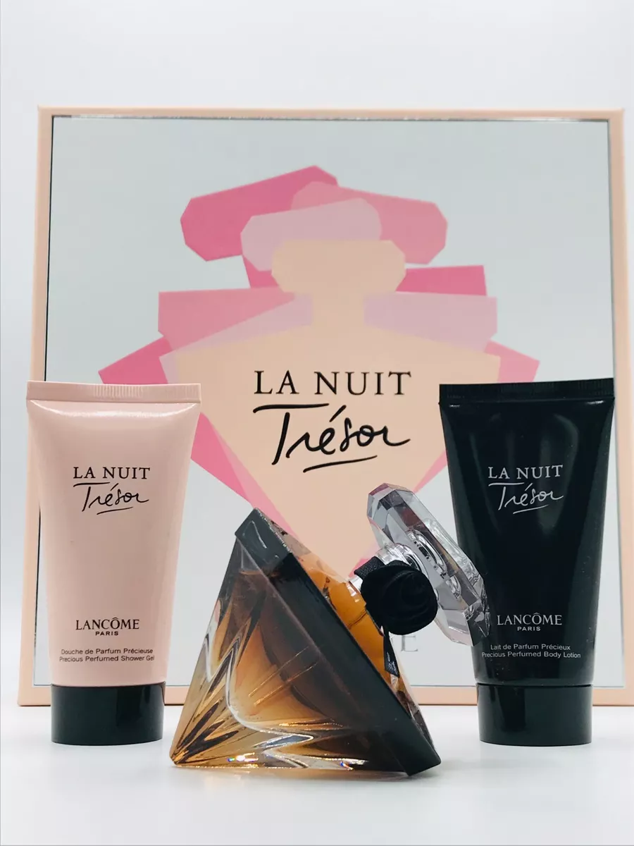 La Nuit Tresor 3pc Set Women Parfum Spray 1.7 oz Shower Gel Body