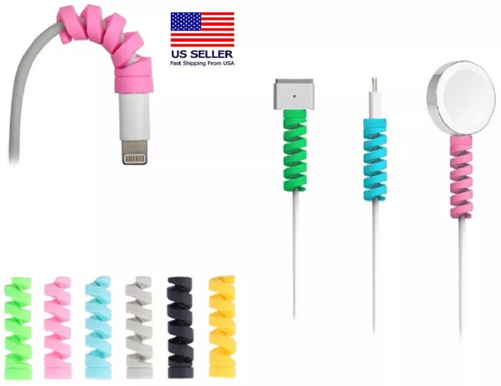 24 Pcs Silicone Charging Cable Protector Set - Spiral Cord Saver for USB  Phones