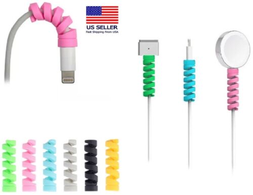 24 Pcs Silicone Charging Cable Protector Set - Spiral Cord Saver for USB Phones - Picture 1 of 9