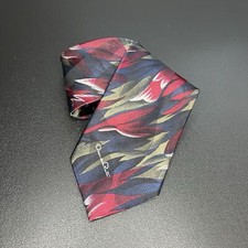 Oscar De La Renta Studio Tie Signed Abstract 57"x4" Blue/Red/Green Made in USA