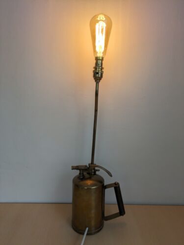 Bespoke Brass Lamp Paint Spray Gun Electric Custom One Of A Kind Good Condition  - Afbeelding 1 van 14