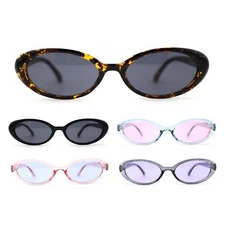 SA106 Womens Simple Classical Oval Thin Plastic Sunglasses