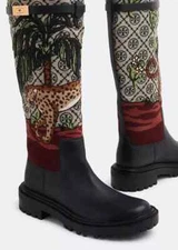 Tory Burch T Monogram T Hardware Embroidered boots Size : 6  Retail:$598