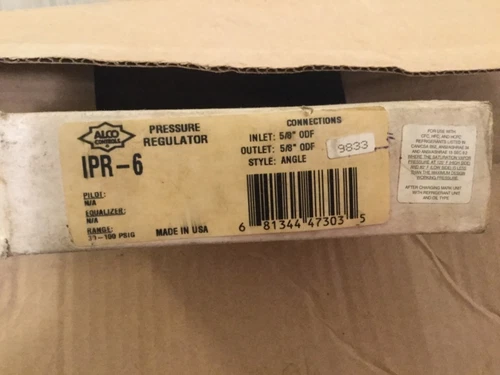 Alco Controls Pressure Regulator IPR-6  5/8” ODF In/Out Angle Refridgeration