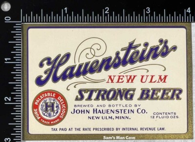 Hauenstein's Strong Beer IRTP Beer Label - MINNESOTA
