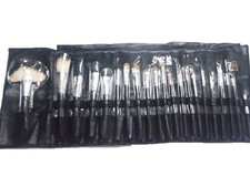 21 pcs Cosmetic Makeup Black Brush Professional Pouch Black Case Natural A