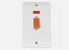 Cooker Switch 45A 2 Gang Vertical Click Mode with Neon CMA203 - FREE POSTAGE