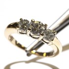 14k yellow gold .87ct SI2 I 3 stone round diamond engagement ring 4.6g 6 — photo 6
