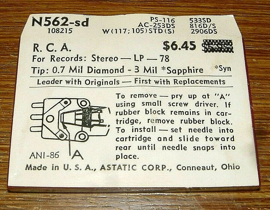 Phonograph NEEDLE N562-sd for RCA 108215 RPM-200 106770-A, PS-16 533-SD 643-DS73 - Image 3 of 4